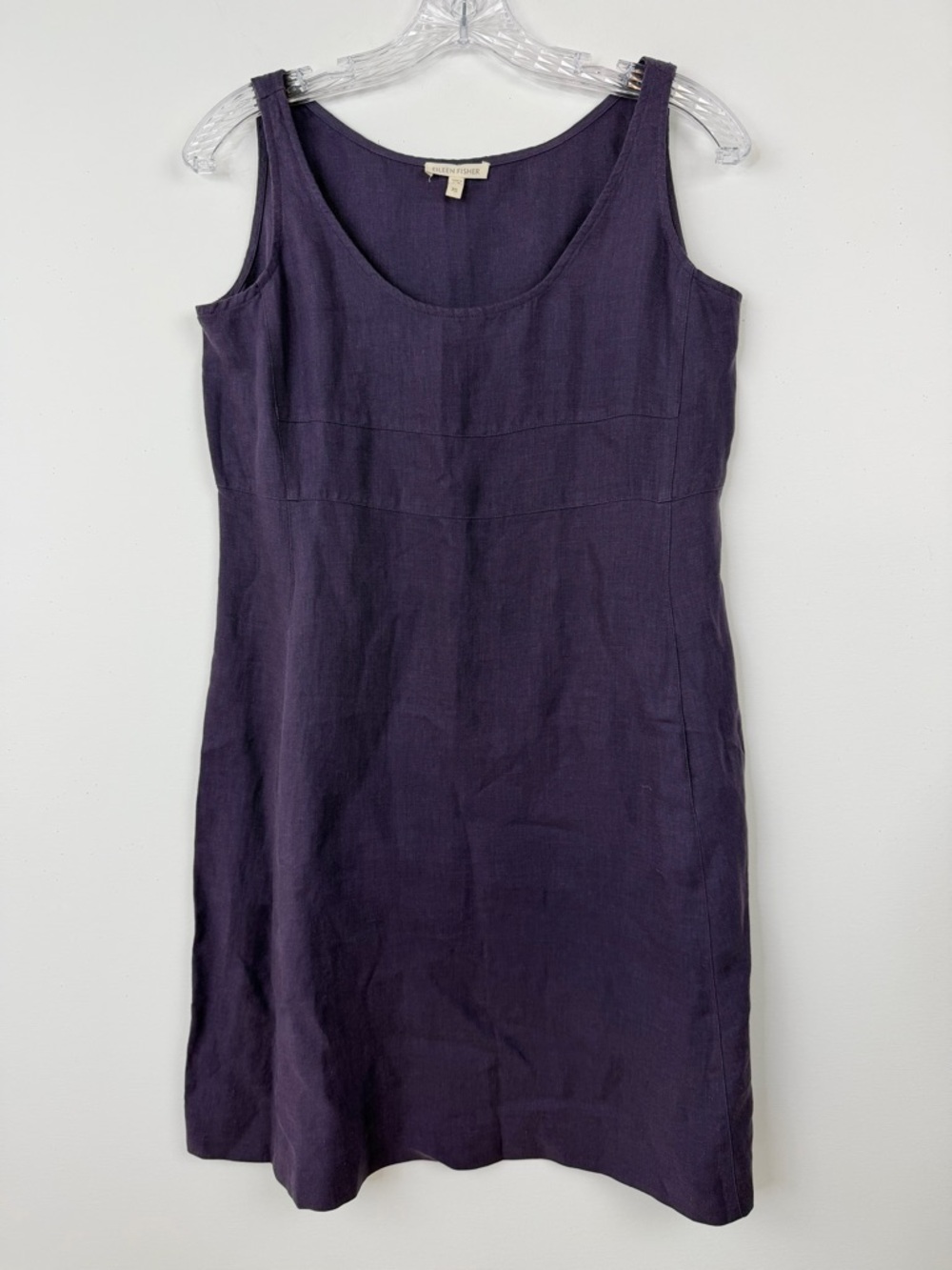 EILEEN FISHER Beach Coastal Resort Wear Purple 100% Linen Shift‎ Tank Dress XS